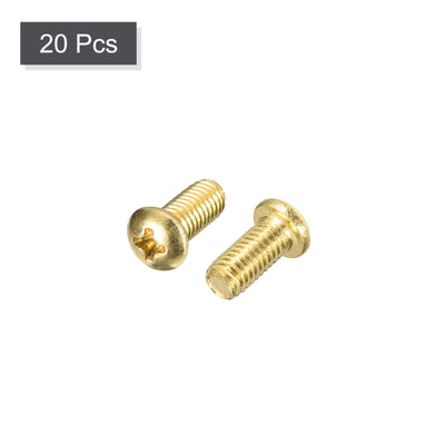 Harfington Uxcell Brass Machine Screws, M5x10mm Phillips Pan Head Fastener Bolts for Furniture, Office Equipment, Electronics 20Pcs