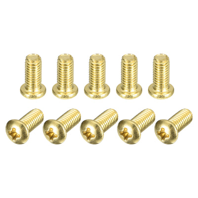 Harfington Uxcell Brass Machine Screws, M5x10mm Phillips Pan Head Fastener Bolts for Furniture, Office Equipment, Electronics 20Pcs