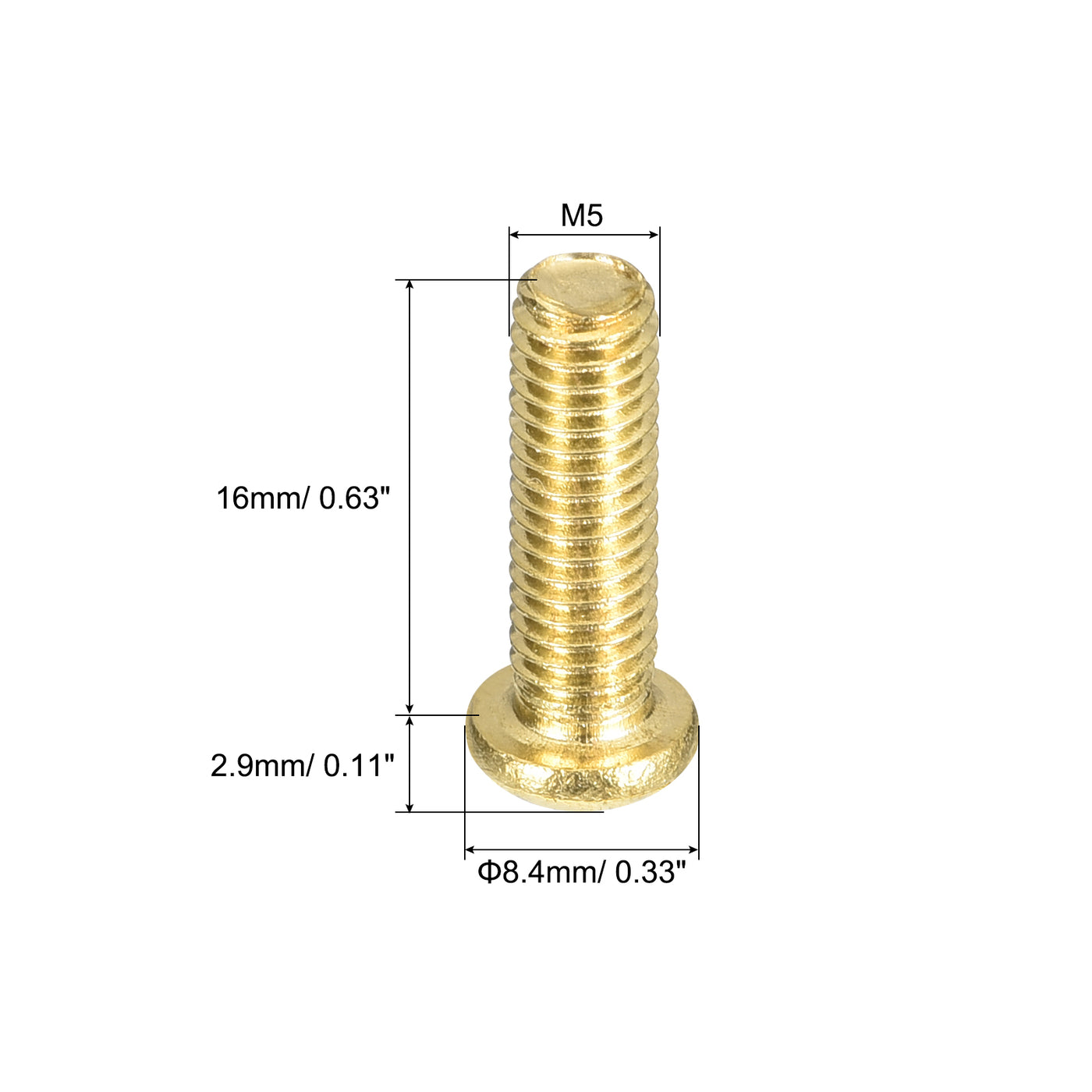 uxcell Uxcell Brass Machine Screws, M5x16mm Phillips Pan Head Fastener Bolts for Furniture, Office Equipment, Electronics 20Pcs