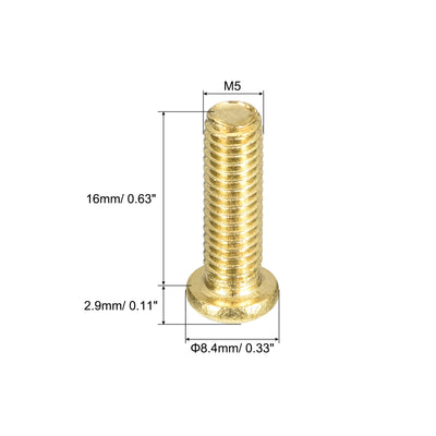 Harfington Uxcell Brass Machine Screws, M5x16mm Phillips Pan Head Fastener Bolts for Furniture, Office Equipment, Electronics 20Pcs