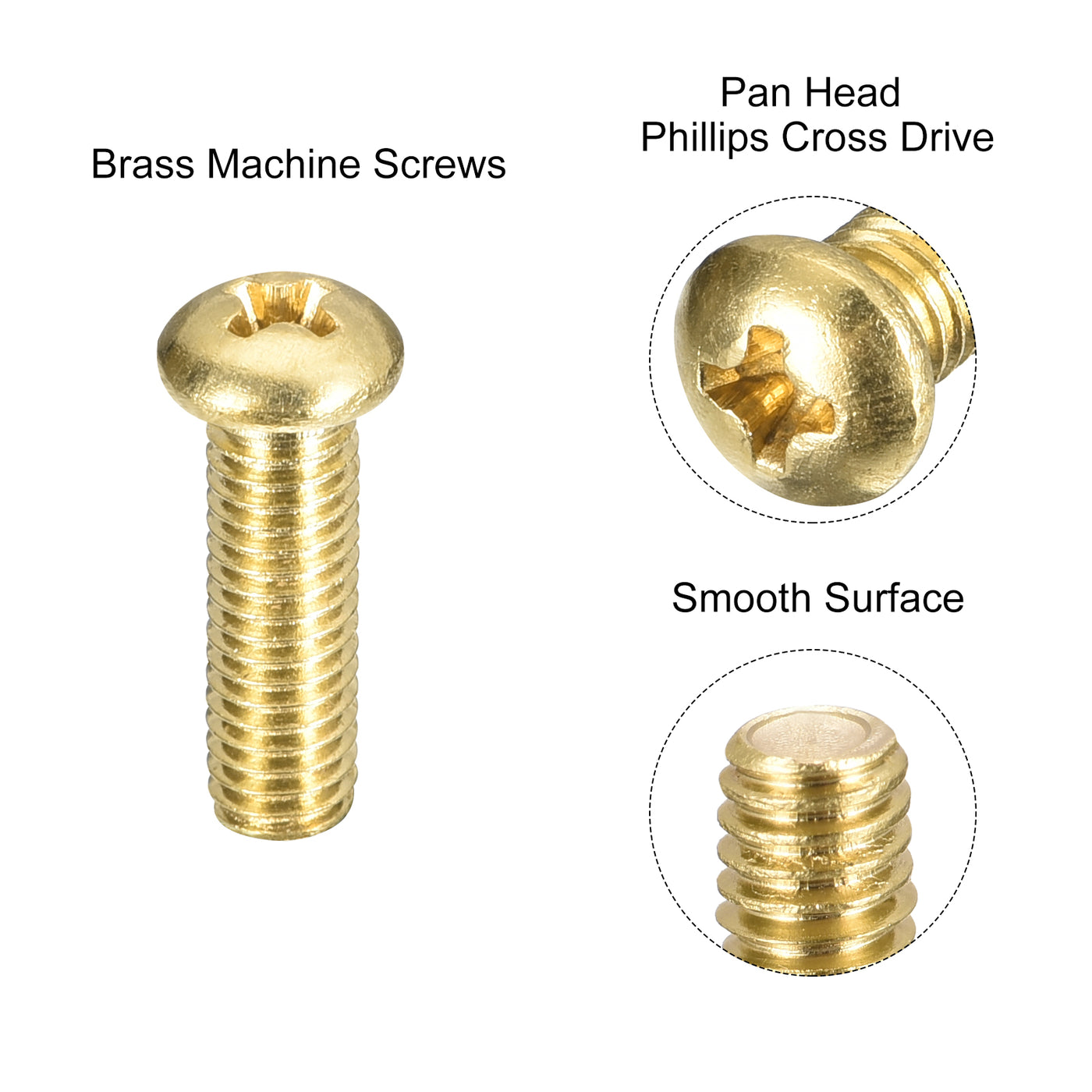 uxcell Uxcell Brass Machine Screws, M5x16mm Phillips Pan Head Fastener Bolts for Furniture, Office Equipment, Electronics 20Pcs