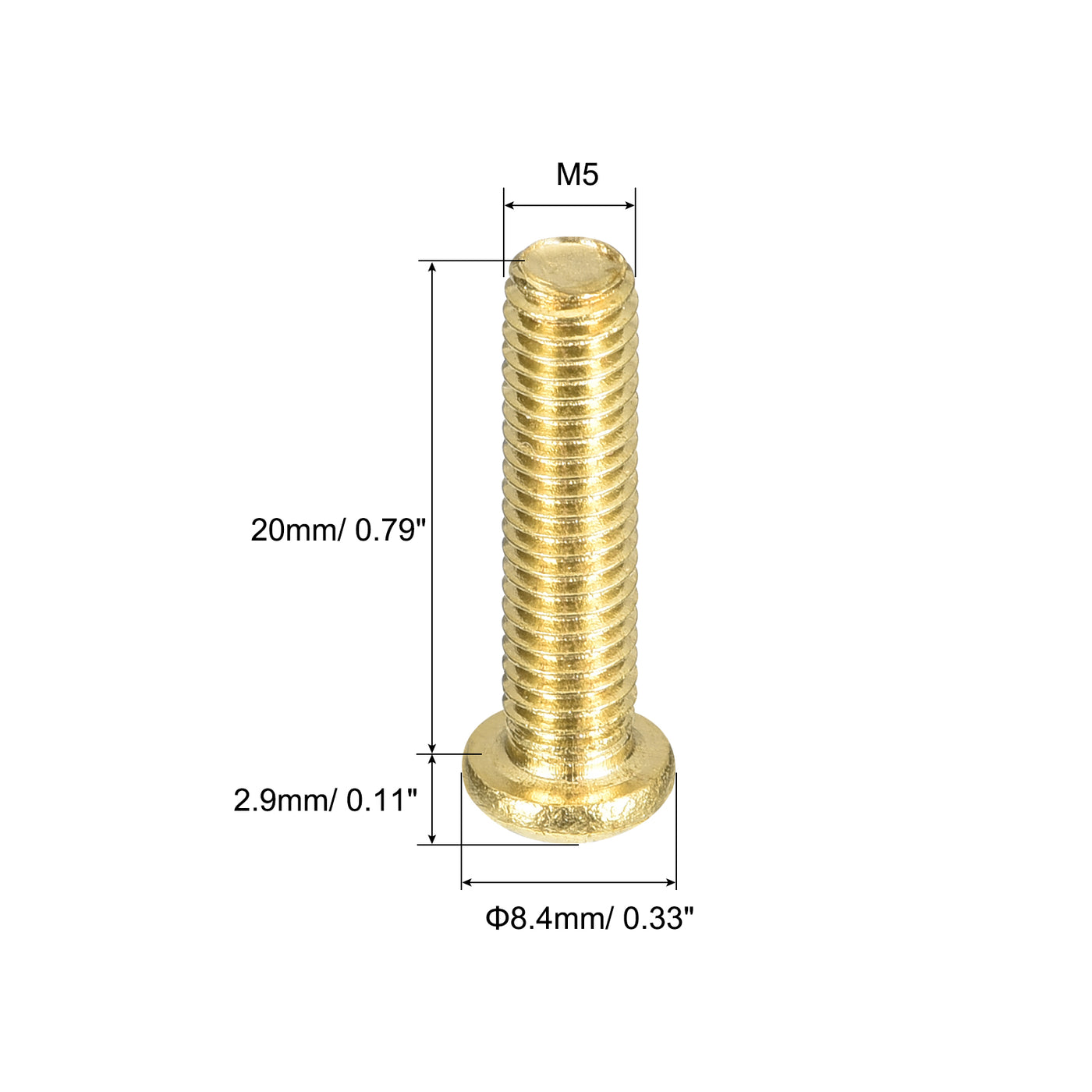 uxcell Uxcell Brass Machine Screws, M5x20mm Phillips Pan Head Fastener Bolts for Furniture, Office Equipment, Electronics 20Pcs