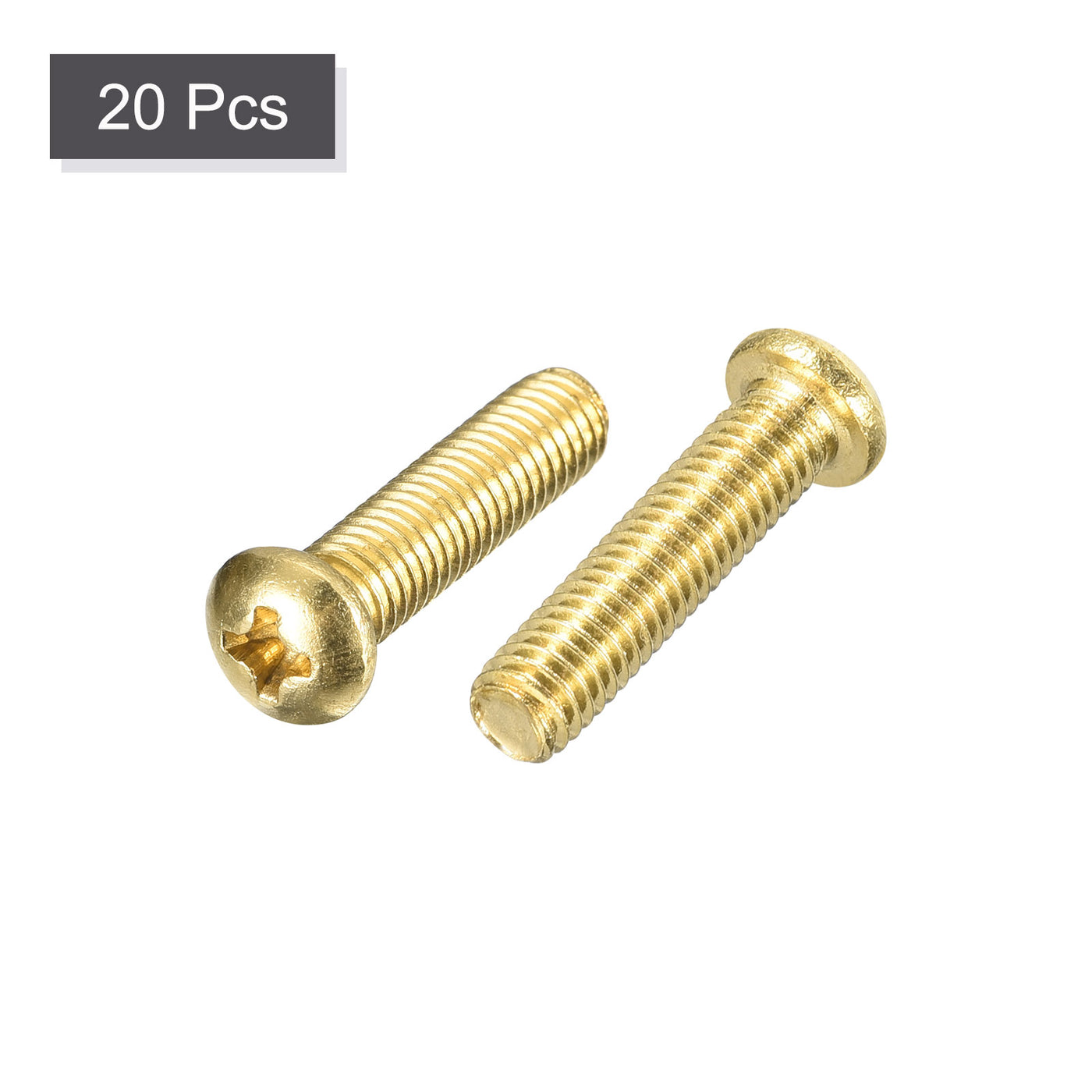 uxcell Uxcell Brass Machine Screws, M5x20mm Phillips Pan Head Fastener Bolts for Furniture, Office Equipment, Electronics 20Pcs