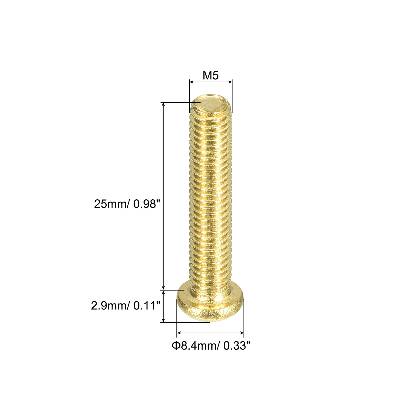 uxcell Uxcell Brass Machine Screws, M5x25mm Phillips Pan Head Fastener Bolts for Furniture, Office Equipment, Electronics 20Pcs