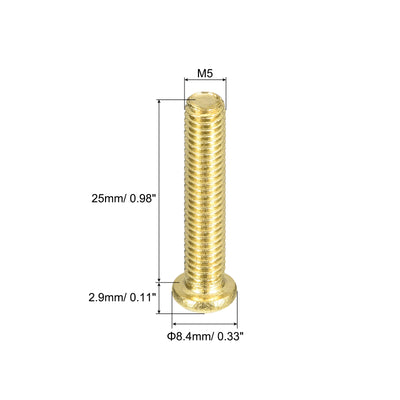 Harfington Uxcell Brass Machine Screws, M5x25mm Phillips Pan Head Fastener Bolts for Furniture, Office Equipment, Electronics 20Pcs