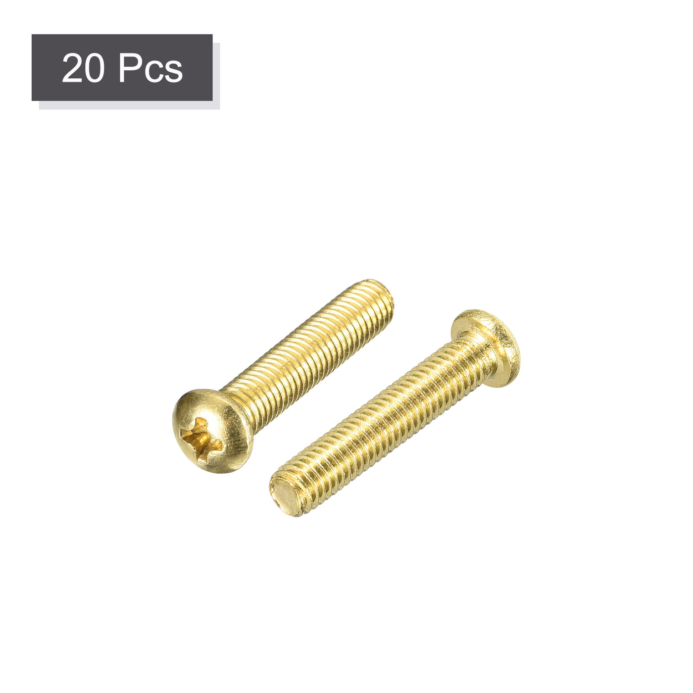 uxcell Uxcell Brass Machine Screws, M5x25mm Phillips Pan Head Fastener Bolts for Furniture, Office Equipment, Electronics 20Pcs