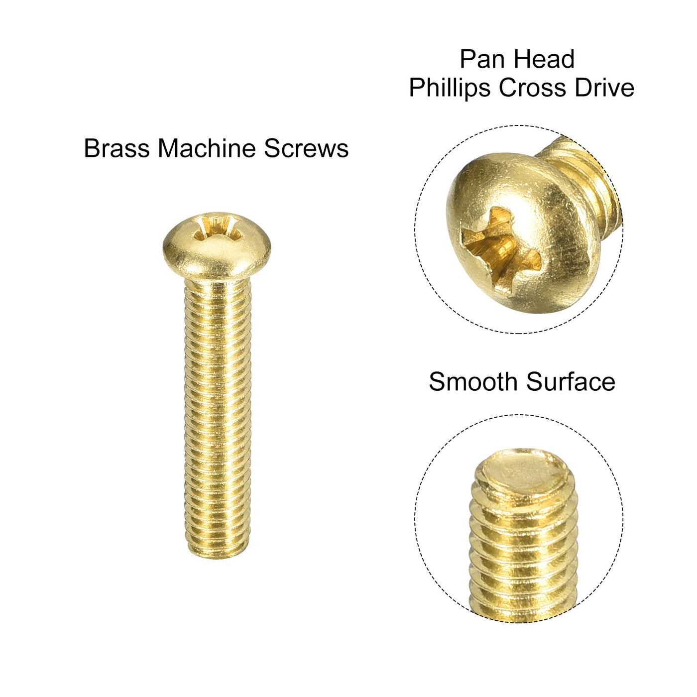 uxcell Uxcell Brass Machine Screws, M5x25mm Phillips Pan Head Fastener Bolts for Furniture, Office Equipment, Electronics 20Pcs