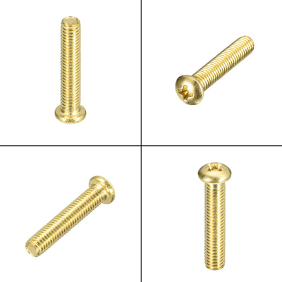 Harfington Uxcell Brass Machine Screws, M5x25mm Phillips Pan Head Fastener Bolts for Furniture, Office Equipment, Electronics 20Pcs