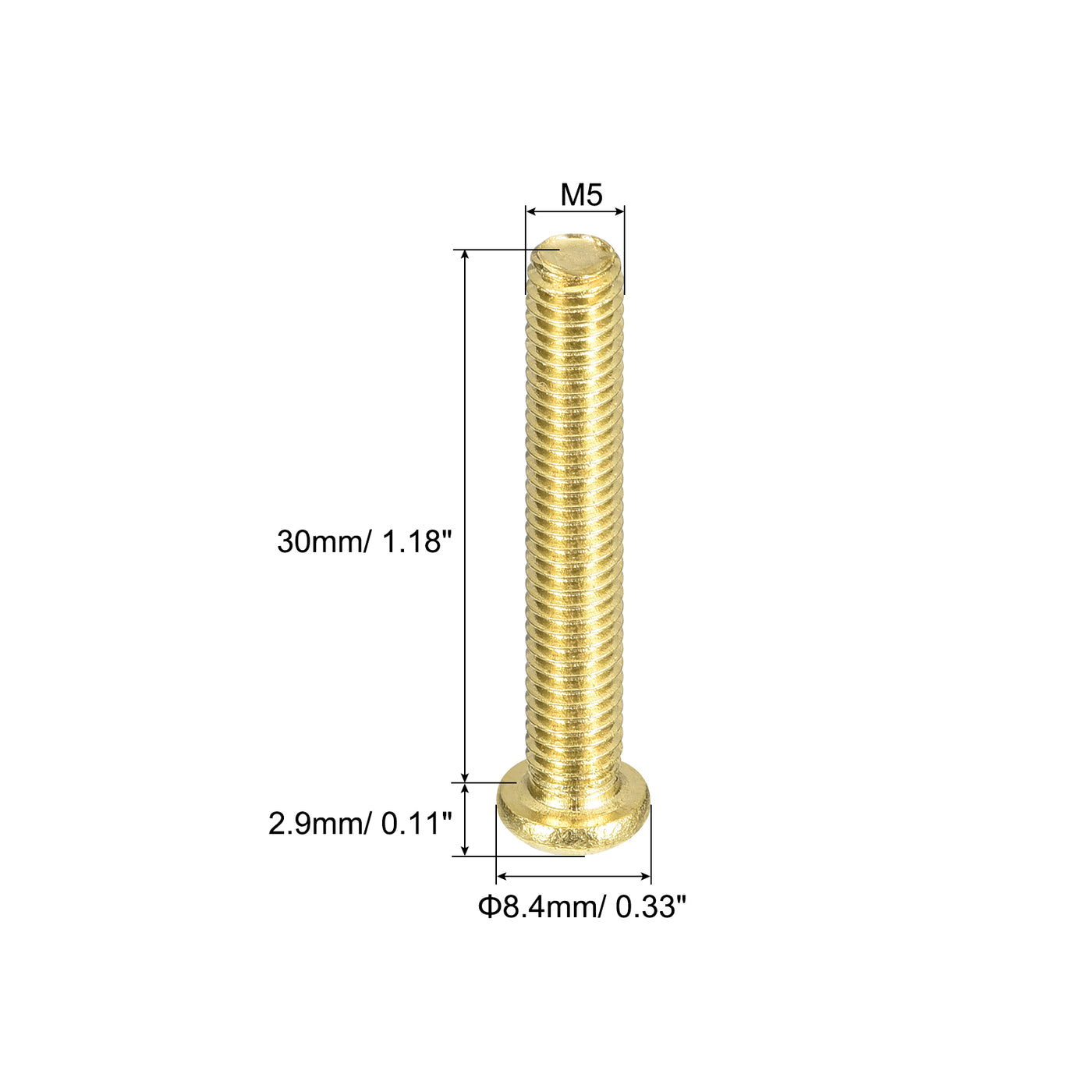 uxcell Uxcell Brass Machine Screws, M5x30mm Phillips Pan Head Fastener Bolts for Furniture, Office Equipment, Electronics 20Pcs