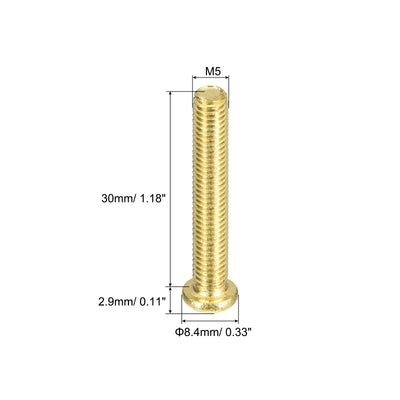 Harfington Uxcell Brass Machine Screws, M5x30mm Phillips Pan Head Fastener Bolts for Furniture, Office Equipment, Electronics 20Pcs