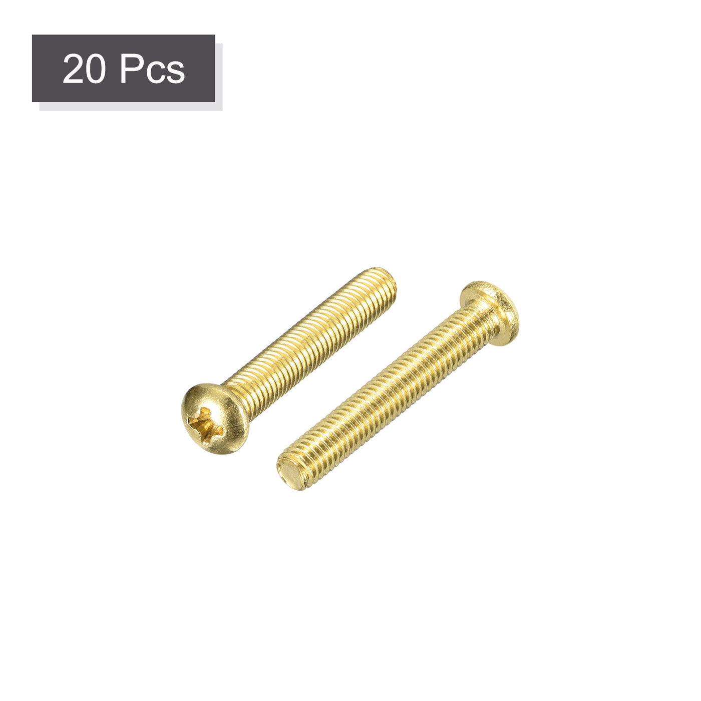 uxcell Uxcell Brass Machine Screws, M5x30mm Phillips Pan Head Fastener Bolts for Furniture, Office Equipment, Electronics 20Pcs