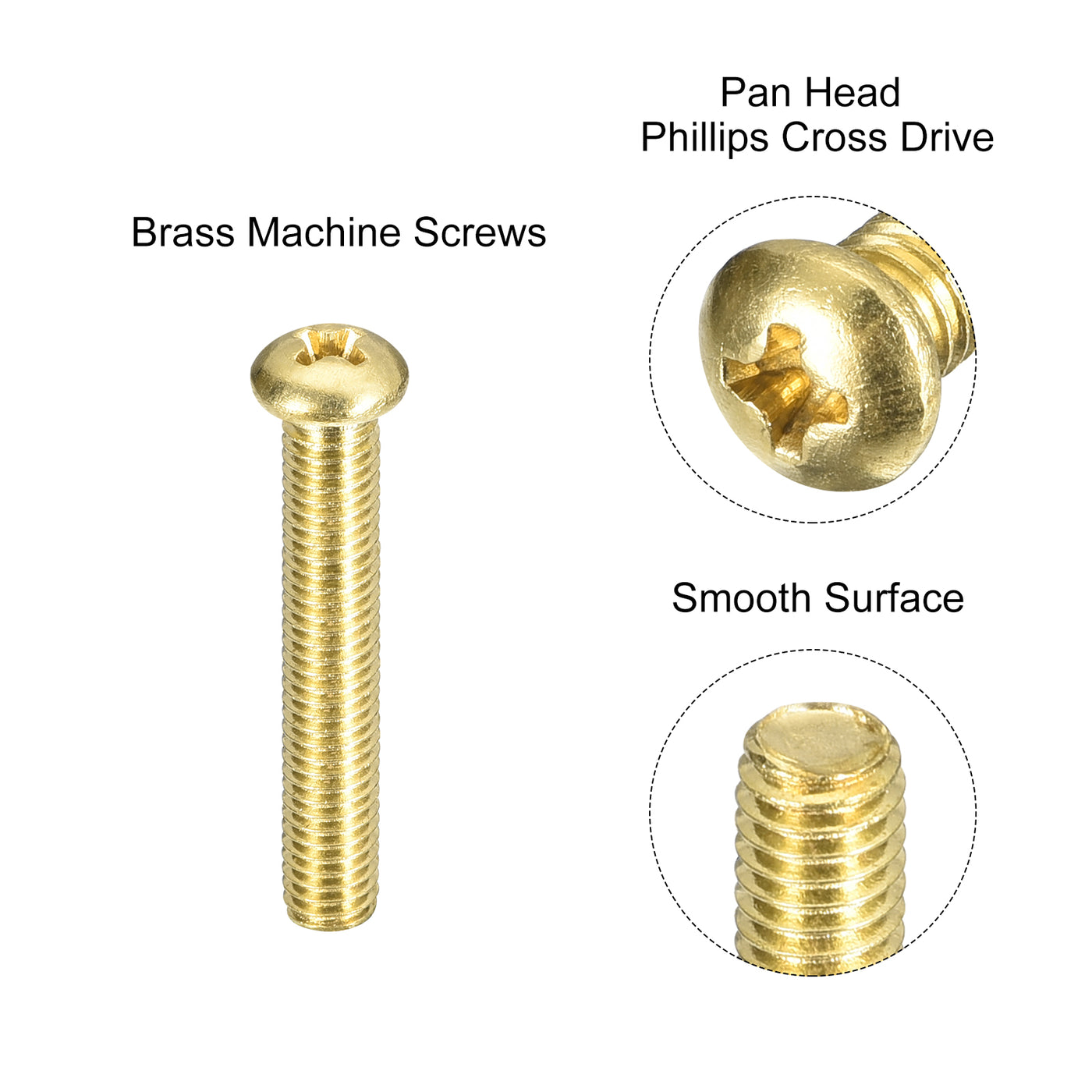 uxcell Uxcell Brass Machine Screws, M5x30mm Phillips Pan Head Fastener Bolts for Furniture, Office Equipment, Electronics 20Pcs