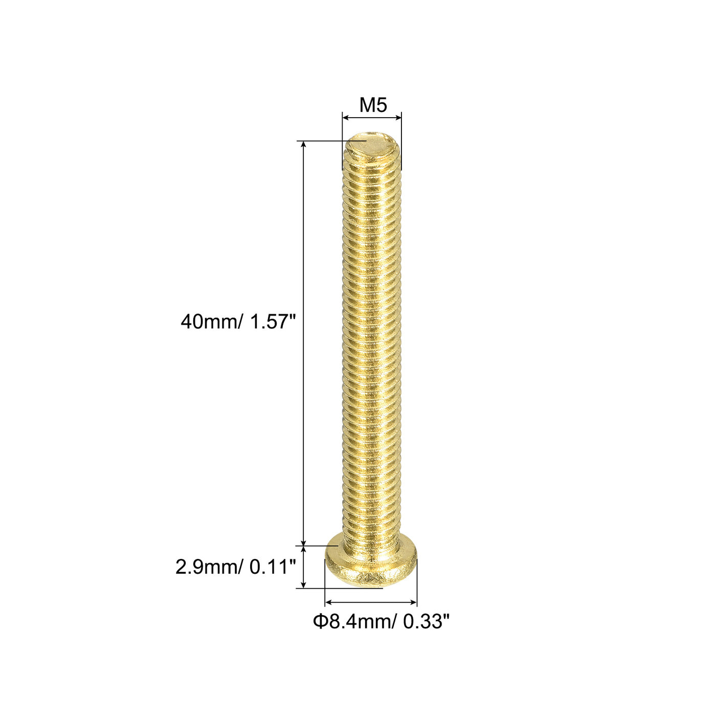 uxcell Uxcell Brass Machine Screws, M5x40mm Phillips Pan Head Fastener Bolts for Furniture, Office Equipment, Electronics 20Pcs