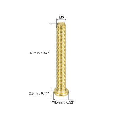 Harfington Uxcell Brass Machine Screws, M5x40mm Phillips Pan Head Fastener Bolts for Furniture, Office Equipment, Electronics 20Pcs