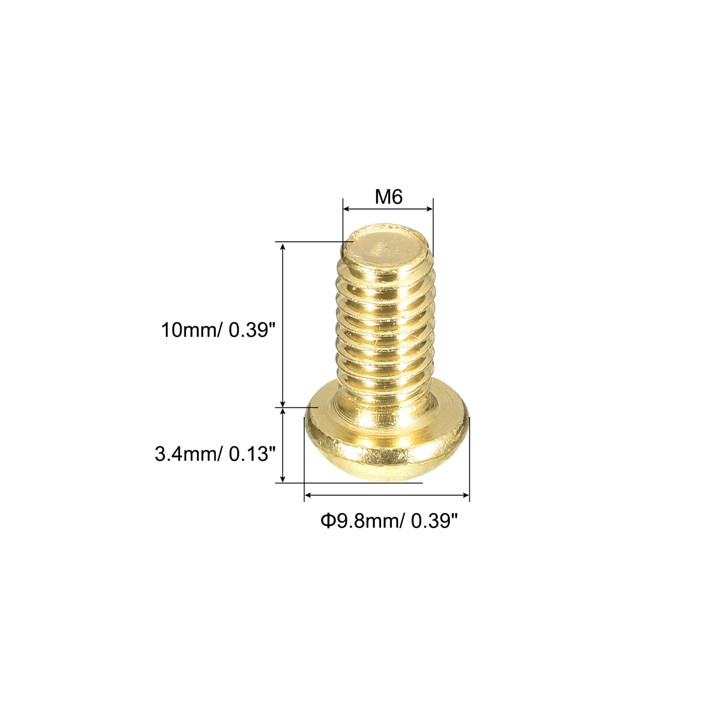 uxcell Uxcell Brass Machine Screws, M6x10mm Phillips Pan Head Fastener Bolts for Furniture, Office Equipment, Electronics 20Pcs