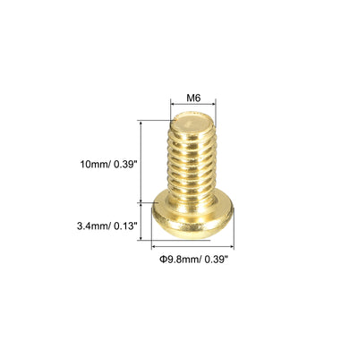 Harfington Uxcell Brass Machine Screws, M6x10mm Phillips Pan Head Fastener Bolts for Furniture, Office Equipment, Electronics 20Pcs