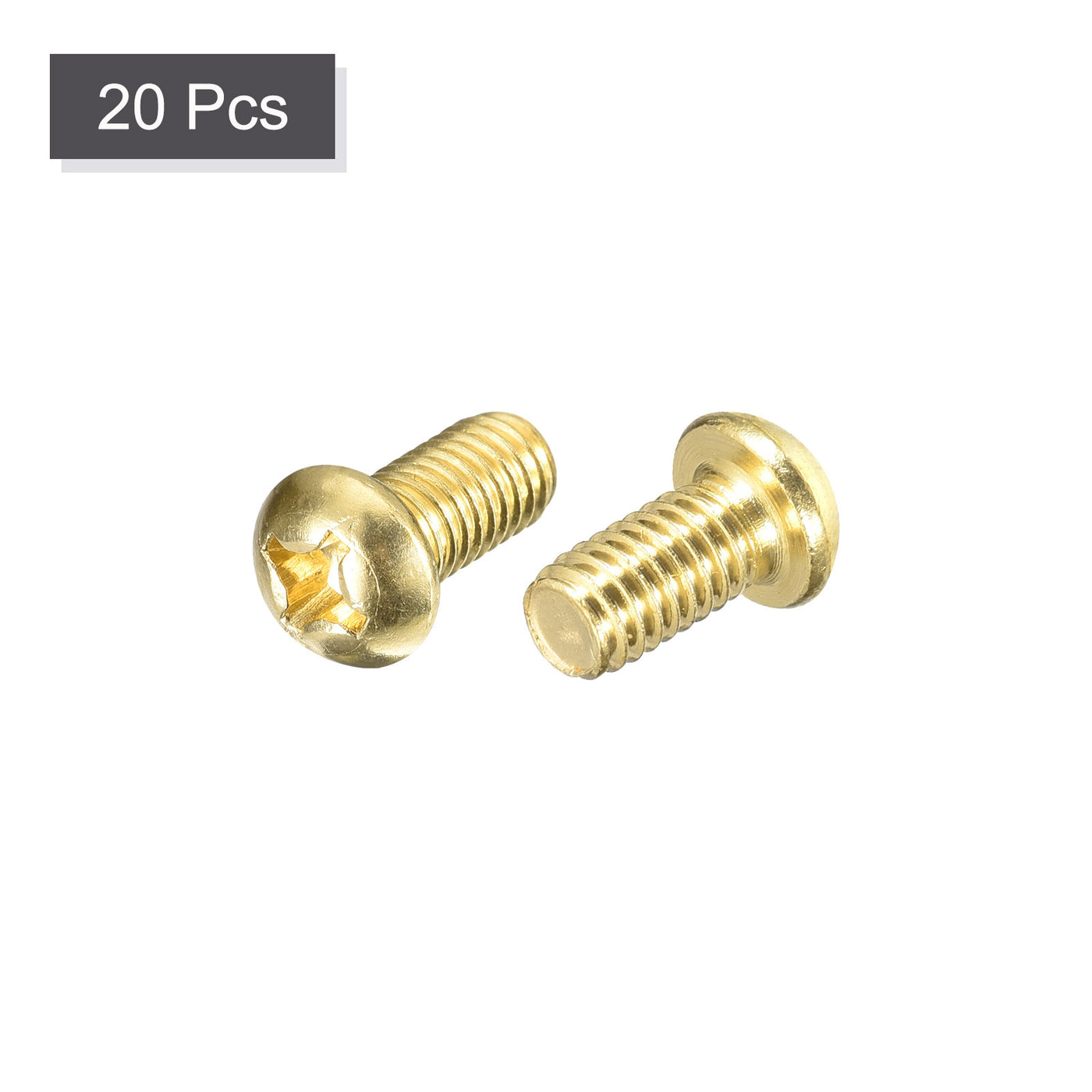 uxcell Uxcell Brass Machine Screws, M6x10mm Phillips Pan Head Fastener Bolts for Furniture, Office Equipment, Electronics 20Pcs