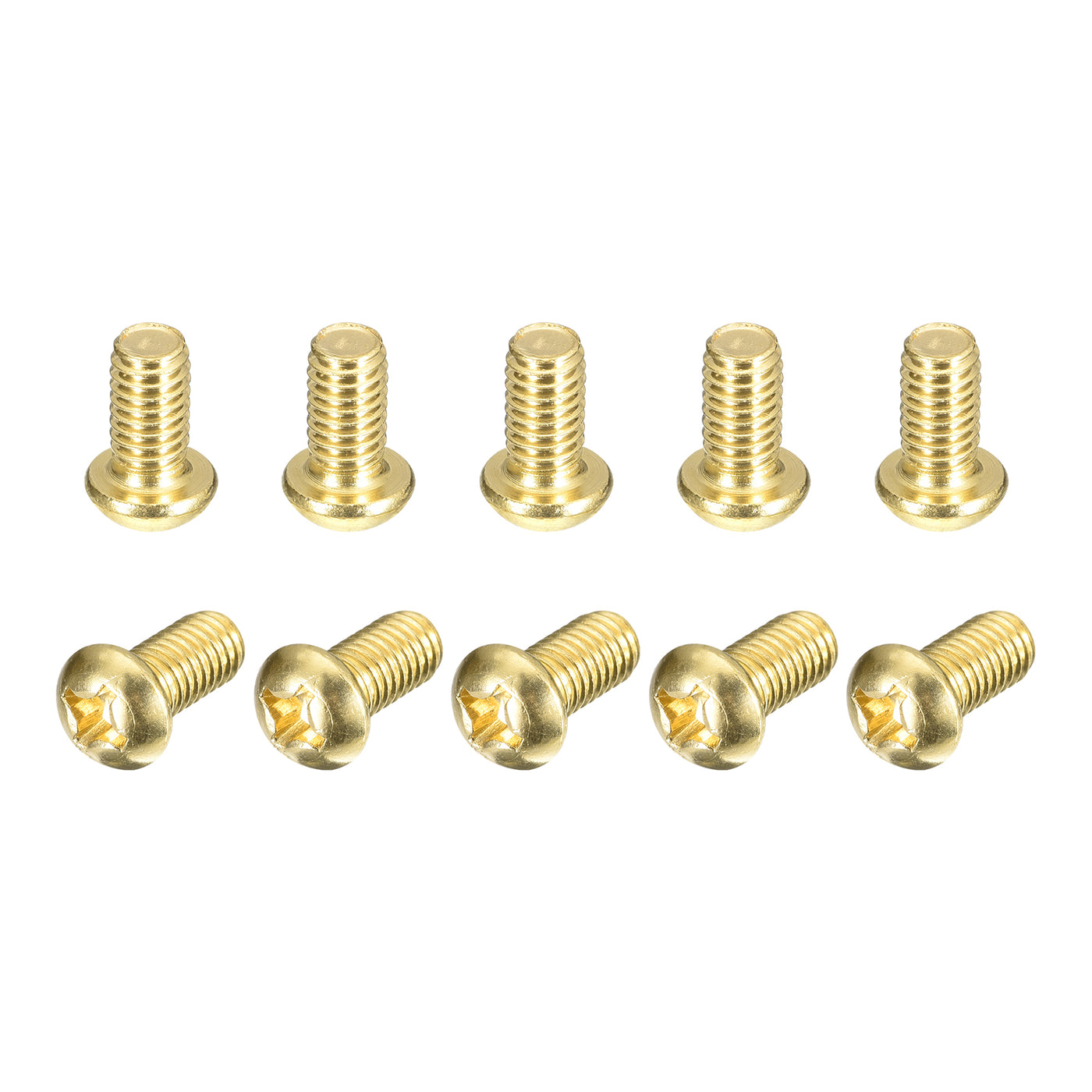 uxcell Uxcell Brass Machine Screws, M6x10mm Phillips Pan Head Fastener Bolts for Furniture, Office Equipment, Electronics 20Pcs