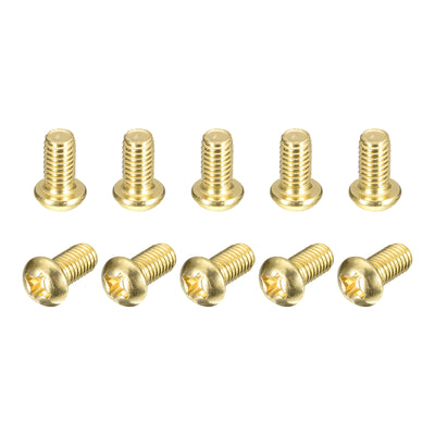 Harfington Uxcell Brass Machine Screws, M6x10mm Phillips Pan Head Fastener Bolts for Furniture, Office Equipment, Electronics 20Pcs