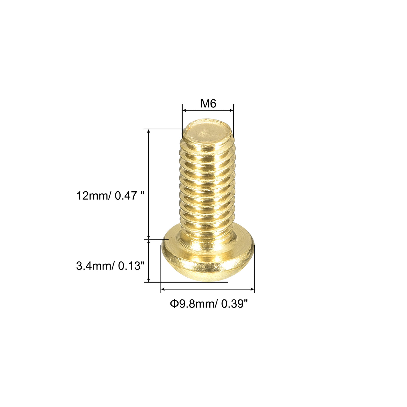 uxcell Uxcell Brass Machine Screws, M6x12mm Phillips Pan Head Fastener Bolts for Furniture, Office Equipment, Electronics 20Pcs