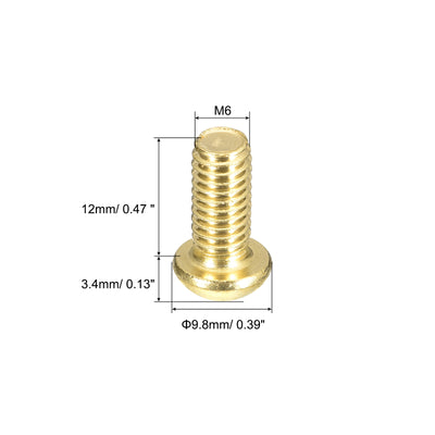 Harfington Uxcell Brass Machine Screws, M6x12mm Phillips Pan Head Fastener Bolts for Furniture, Office Equipment, Electronics 20Pcs