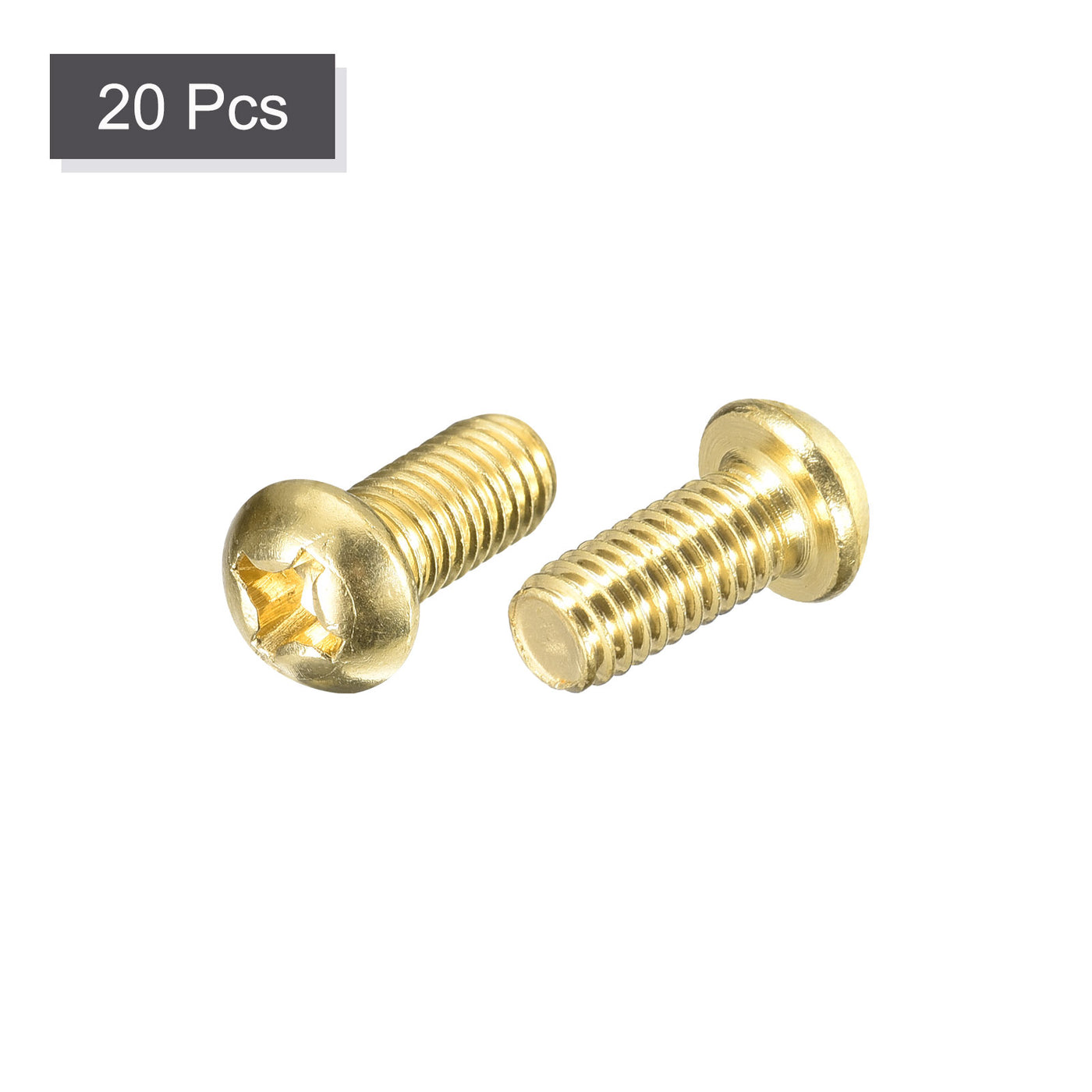 uxcell Uxcell Brass Machine Screws, M6x12mm Phillips Pan Head Fastener Bolts for Furniture, Office Equipment, Electronics 20Pcs