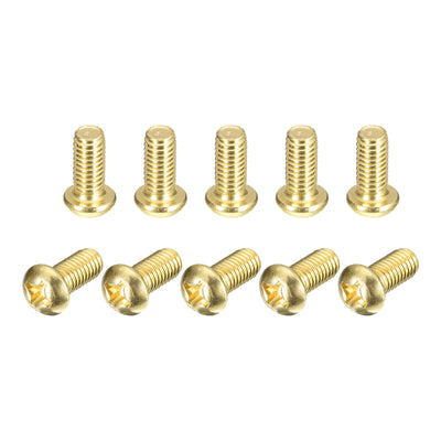 Harfington Uxcell Brass Machine Screws, M6x12mm Phillips Pan Head Fastener Bolts for Furniture, Office Equipment, Electronics 20Pcs