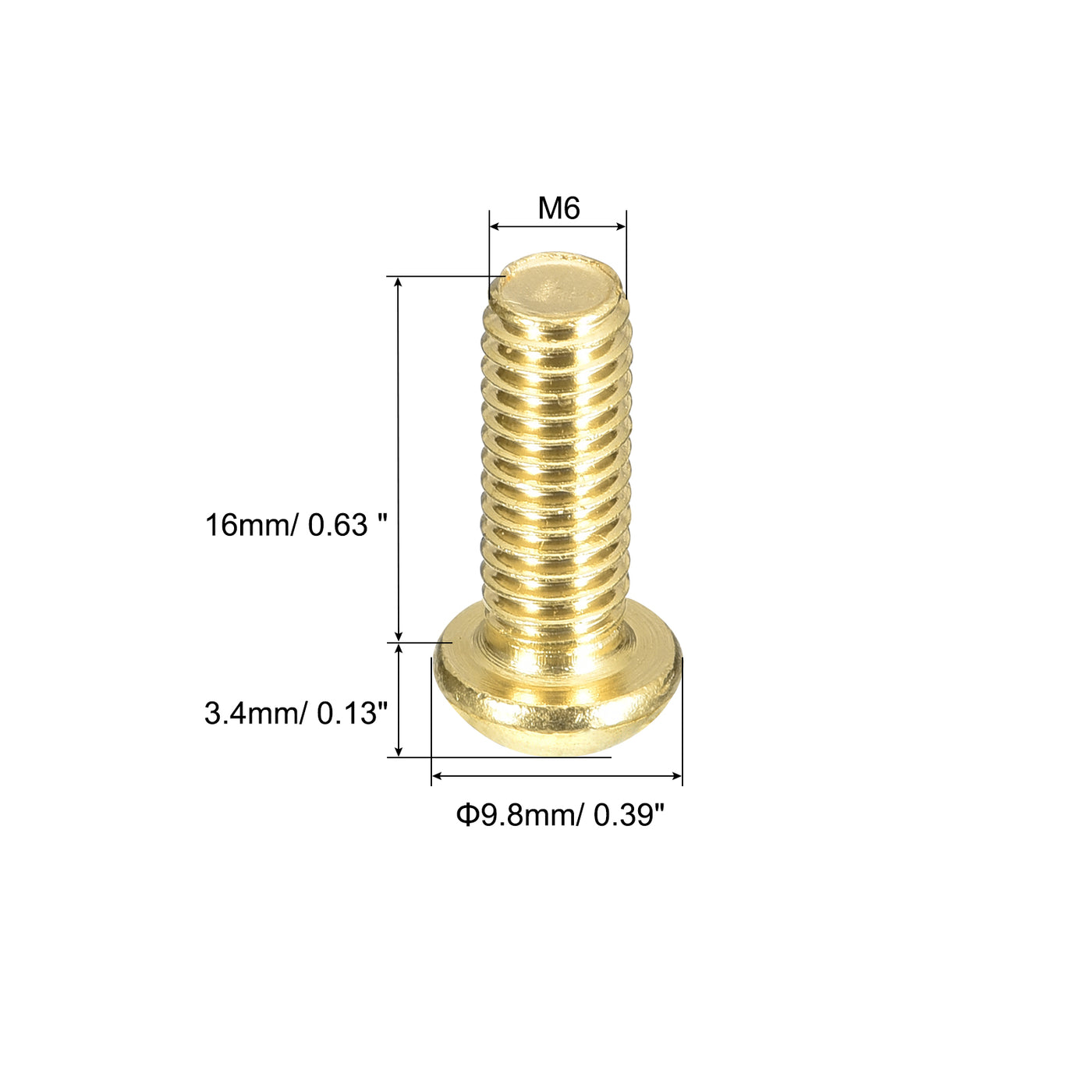 uxcell Uxcell Brass Machine Screws, M6x16mm Phillips Pan Head Fastener Bolts for Furniture, Office Equipment, Electronics 20Pcs