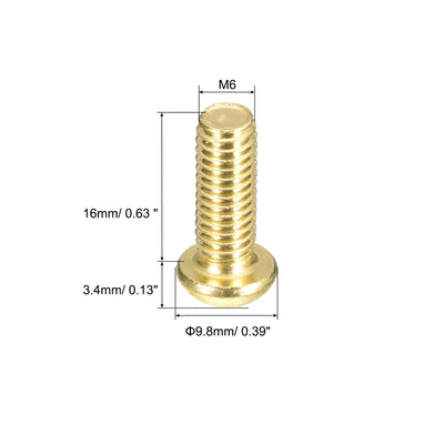 Harfington Uxcell Brass Machine Screws, M6x16mm Phillips Pan Head Fastener Bolts for Furniture, Office Equipment, Electronics 20Pcs