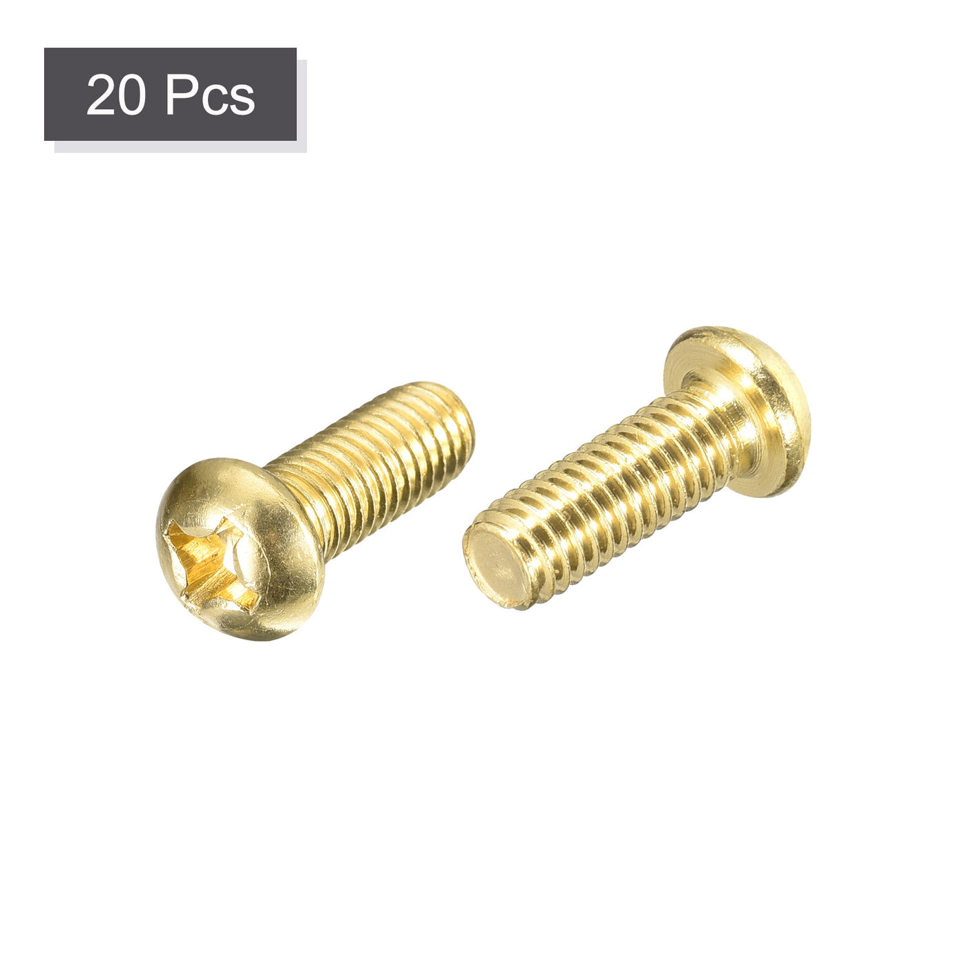 uxcell Uxcell Brass Machine Screws, M6x16mm Phillips Pan Head Fastener Bolts for Furniture, Office Equipment, Electronics 20Pcs