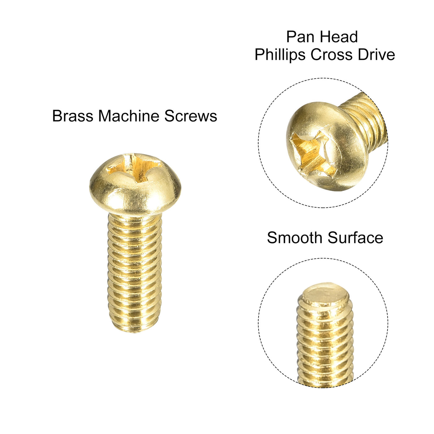 uxcell Uxcell Messing Maschinenschrauben, M6x16mm Phillips Pan Head Befestigungsschrauben für Möbel, Büroausstattung, Elektronik 20 Stück