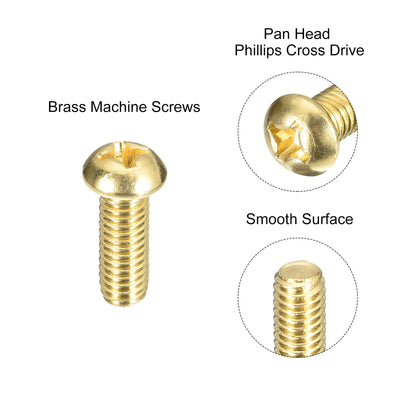 Harfington Uxcell Messing Maschinenschrauben, M6x16mm Phillips Pan Head Befestigungsschrauben für Möbel, Büroausstattung, Elektronik 20 Stück