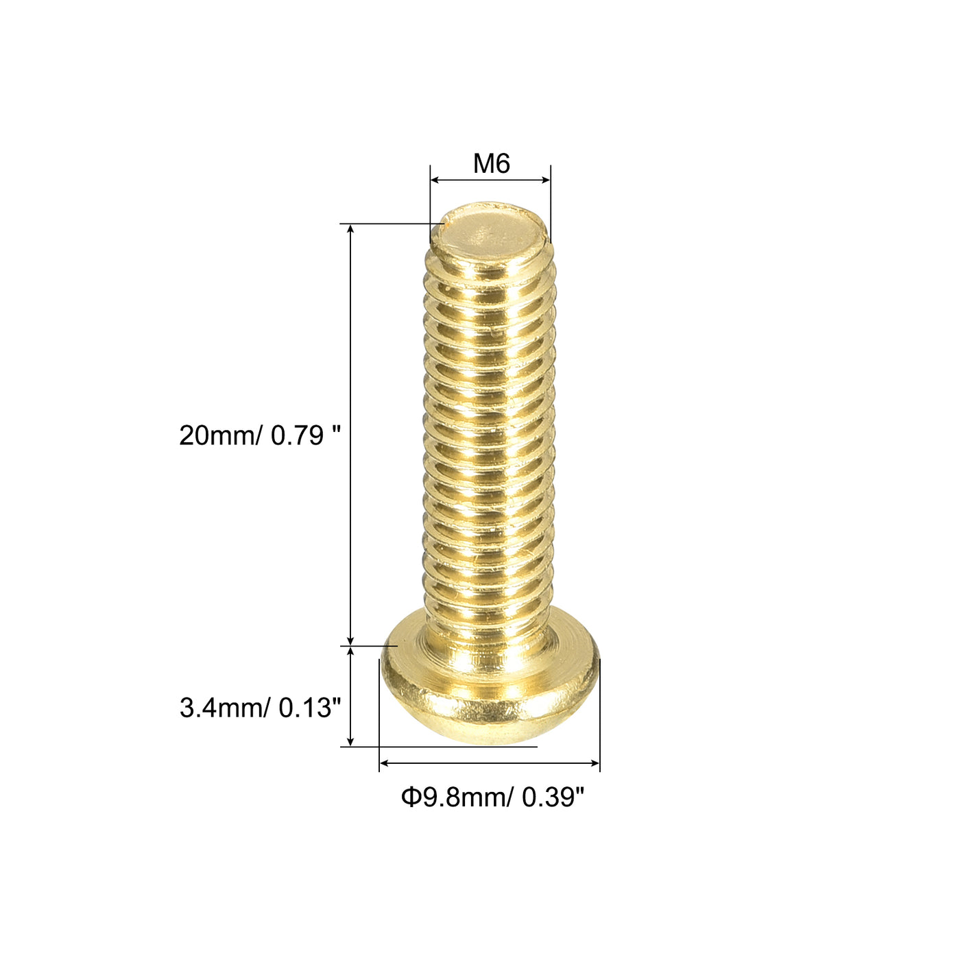 uxcell Uxcell Brass Machine Screws, M6x20mm Phillips Pan Head Fastener Bolts for Furniture, Office Equipment, Electronics 20Pcs