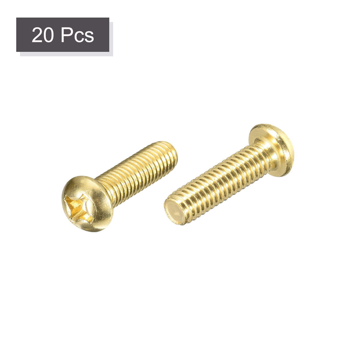 uxcell Uxcell Brass Machine Screws, M6x20mm Phillips Pan Head Fastener Bolts for Furniture, Office Equipment, Electronics 20Pcs