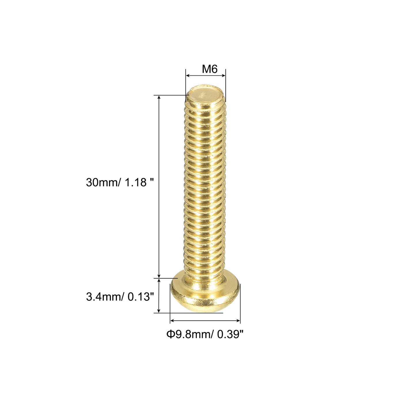 uxcell Uxcell Brass Machine Screws, M6x30mm Phillips Pan Head Fastener Bolts for Furniture, Office Equipment, Electronics 20Pcs