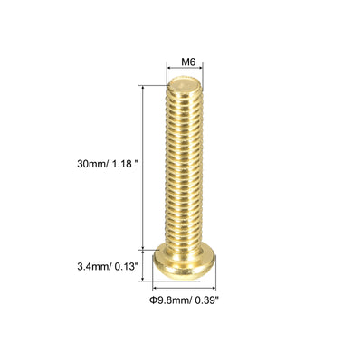 Harfington Uxcell Brass Machine Screws, M6x30mm Phillips Pan Head Fastener Bolts for Furniture, Office Equipment, Electronics 20Pcs