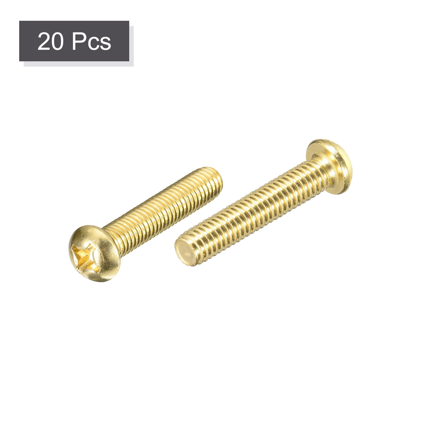 uxcell Uxcell Brass Machine Screws, M6x30mm Phillips Pan Head Fastener Bolts for Furniture, Office Equipment, Electronics 20Pcs