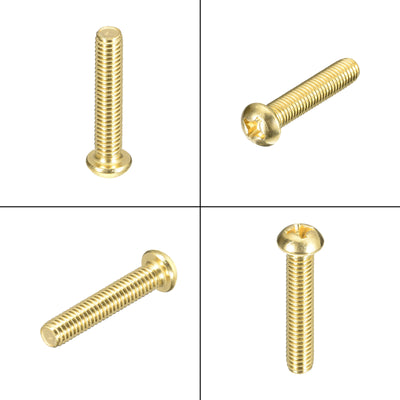 Harfington Uxcell Brass Machine Screws, M6x30mm Phillips Pan Head Fastener Bolts for Furniture, Office Equipment, Electronics 20Pcs