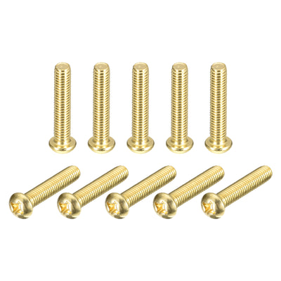 Harfington Uxcell Brass Machine Screws, M6x30mm Phillips Pan Head Fastener Bolts for Furniture, Office Equipment, Electronics 20Pcs