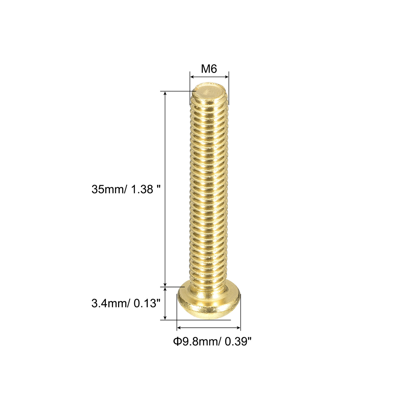 uxcell Uxcell Brass Machine Screws, M6x35mm Phillips Pan Head Fastener Bolts for Furniture, Office Equipment, Electronics 20Pcs