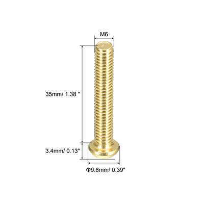 Harfington Uxcell Brass Machine Screws, M6x35mm Phillips Pan Head Fastener Bolts for Furniture, Office Equipment, Electronics 20Pcs