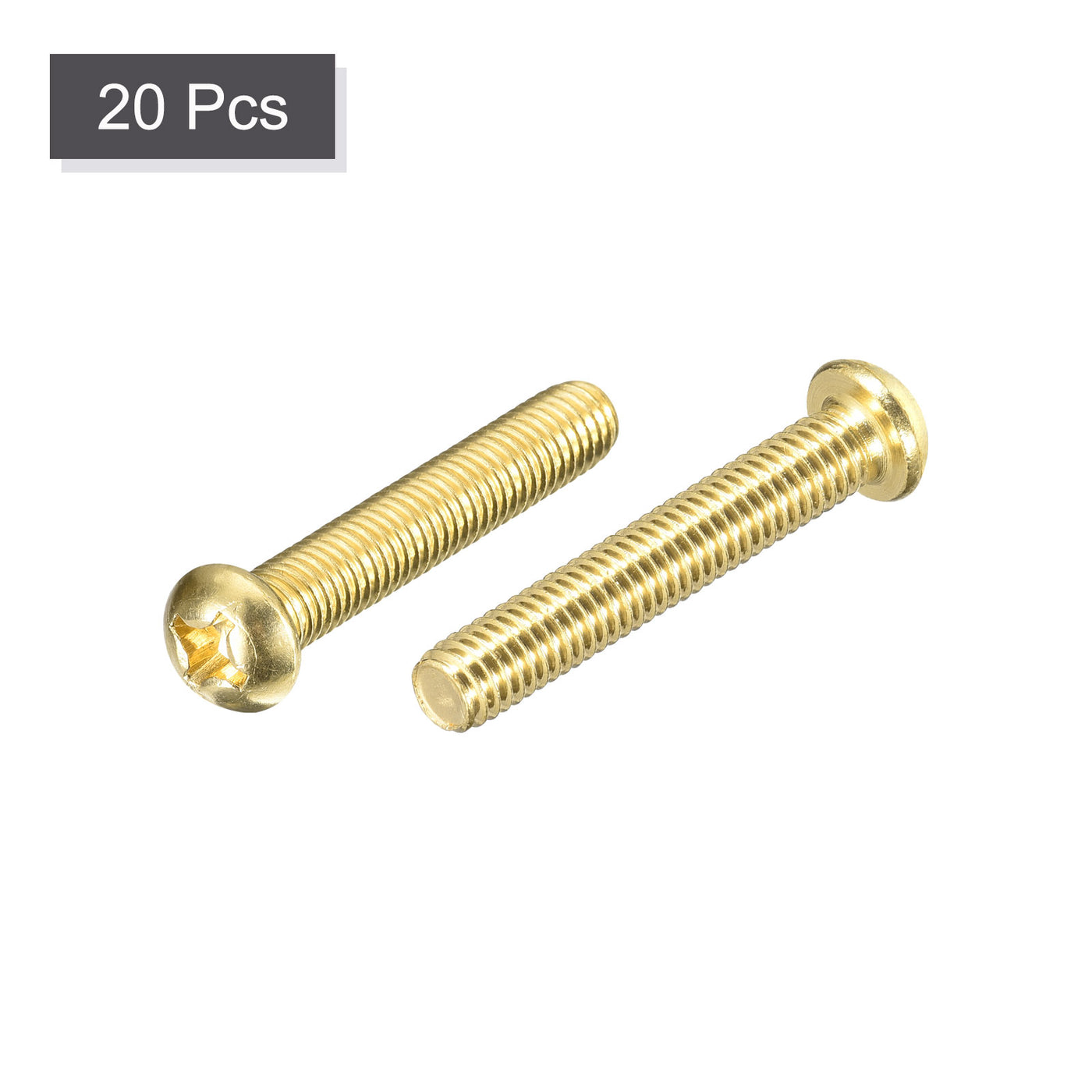 uxcell Uxcell Brass Machine Screws, M6x35mm Phillips Pan Head Fastener Bolts for Furniture, Office Equipment, Electronics 20Pcs