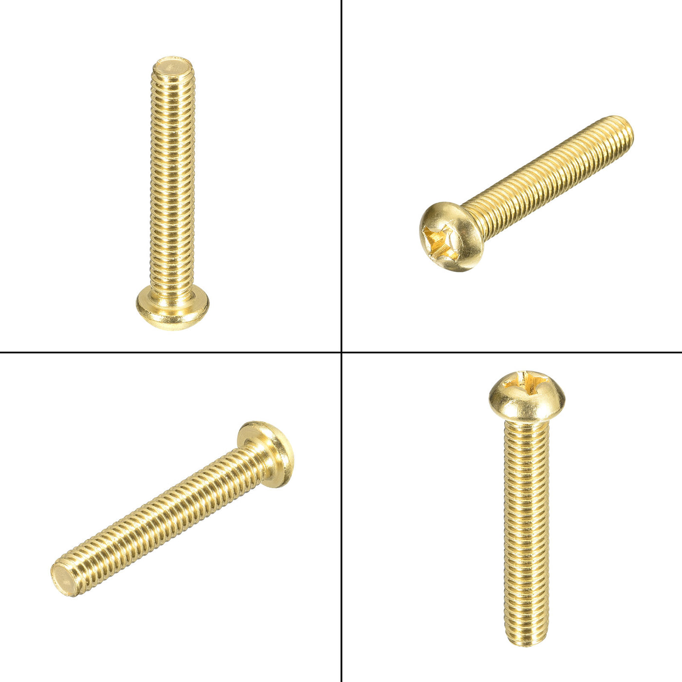 uxcell Uxcell Brass Machine Screws, M6x35mm Phillips Pan Head Fastener Bolts for Furniture, Office Equipment, Electronics 20Pcs