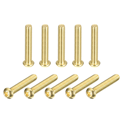 Harfington Uxcell Brass Machine Screws, M6x35mm Phillips Pan Head Fastener Bolts for Furniture, Office Equipment, Electronics 20Pcs