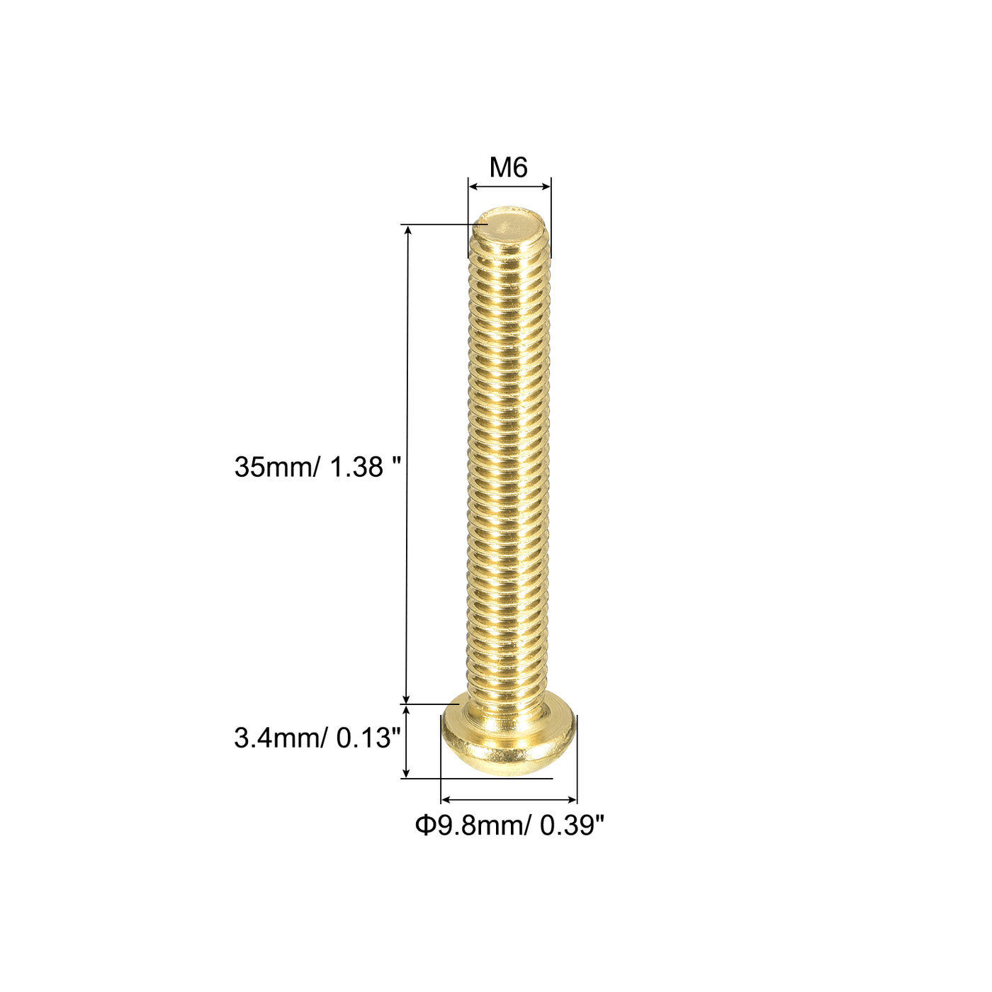 uxcell Uxcell Brass Machine Screws, M6x40mm Phillips Pan Head Fastener Bolts for Furniture, Office Equipment, Electronics 20Pcs