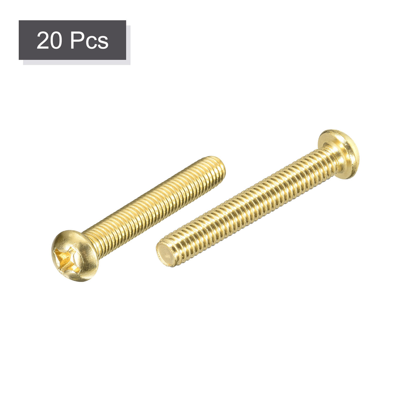 uxcell Uxcell Brass Machine Screws, M6x40mm Phillips Pan Head Fastener Bolts for Furniture, Office Equipment, Electronics 20Pcs