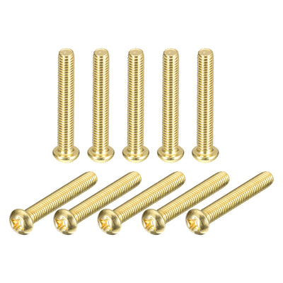 Harfington Uxcell Brass Machine Screws, M6x40mm Phillips Pan Head Fastener Bolts for Furniture, Office Equipment, Electronics 20Pcs