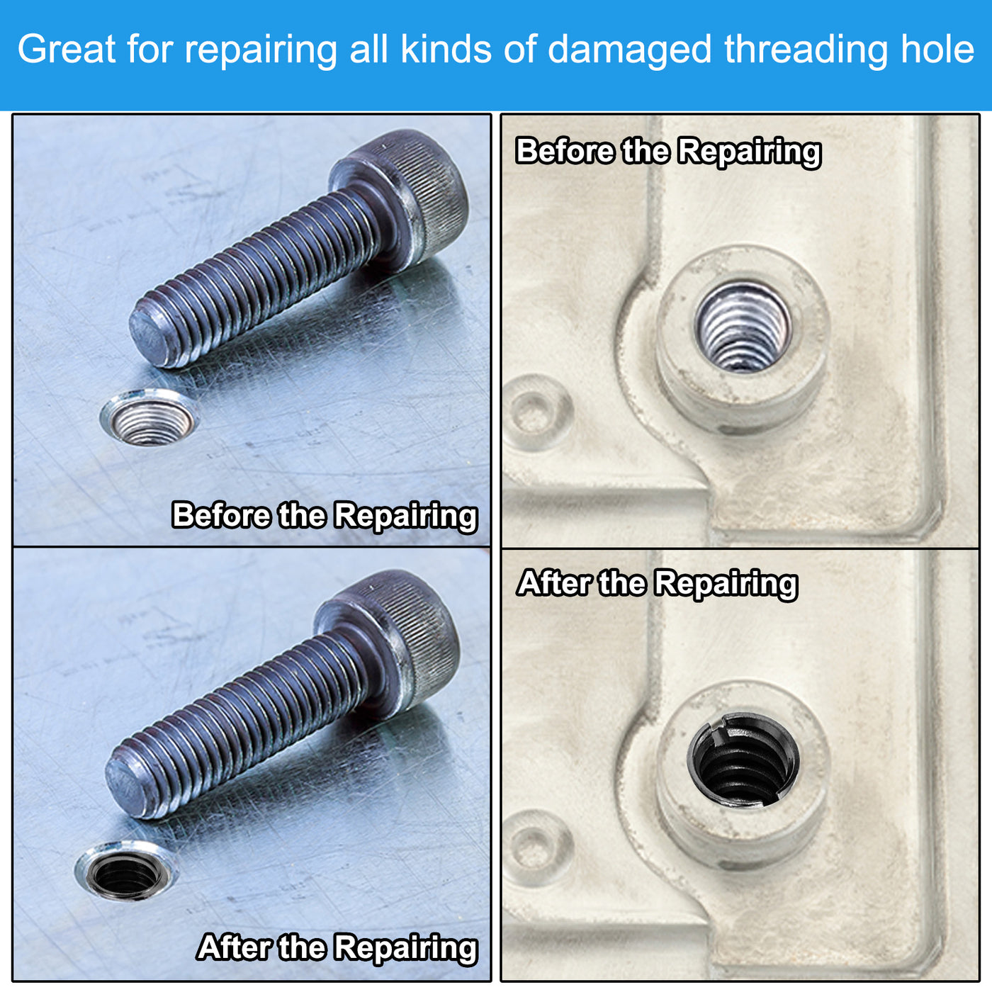 Harfington 5Stk 45# Karbonstahl Gewinde Reparatur Einsatzmutter M5x0.8 Weiblich bis M10x1.5 Männlich Hochfeste Schraube Hülse Einsätze Reduziermutter Adapter Reduzierstück 10mm