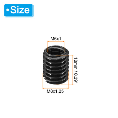 Harfington 5Stk 45# Karbonstahl Gewinde Reparatur Einsatzmutter M6x1 Weiblich bis M8x1.25 Männlich Hochfeste Schraube Hülse Einsätze Reduziermutter Adapter Reduzierstück 10mm