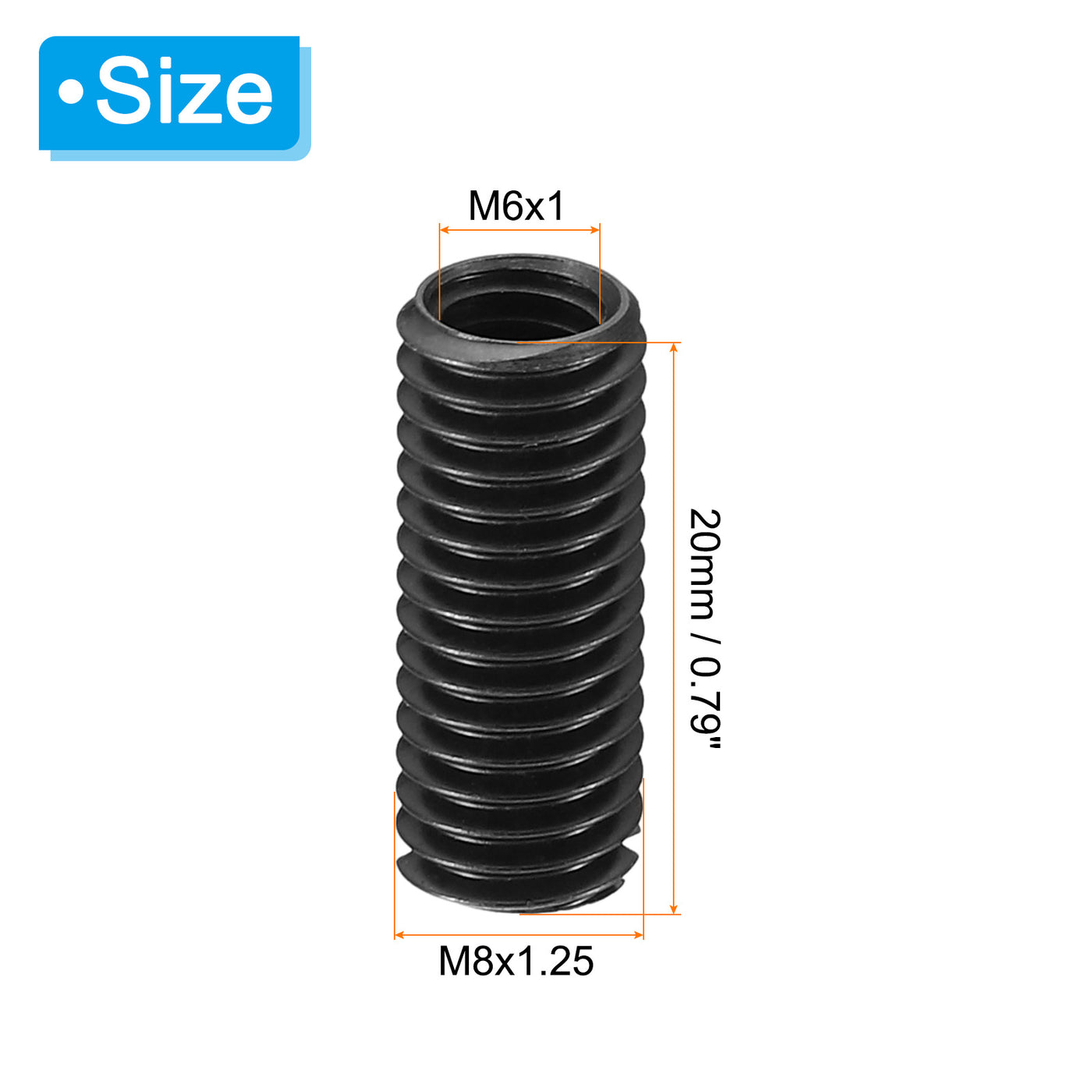 Harfington Grade 8.8 Carbon Steel Threaded Repair Insert Nut, 5pcs M6x1 Female to M8x1.25 Male High Strength Screw Sleeve Inserts Reducing Adapter Reducer 20mm